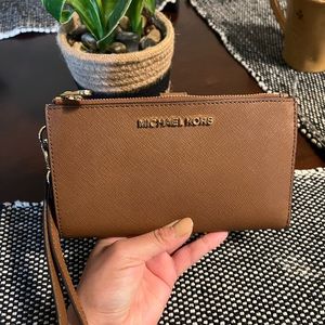 Brown Michael Kors Double Zip Wallet